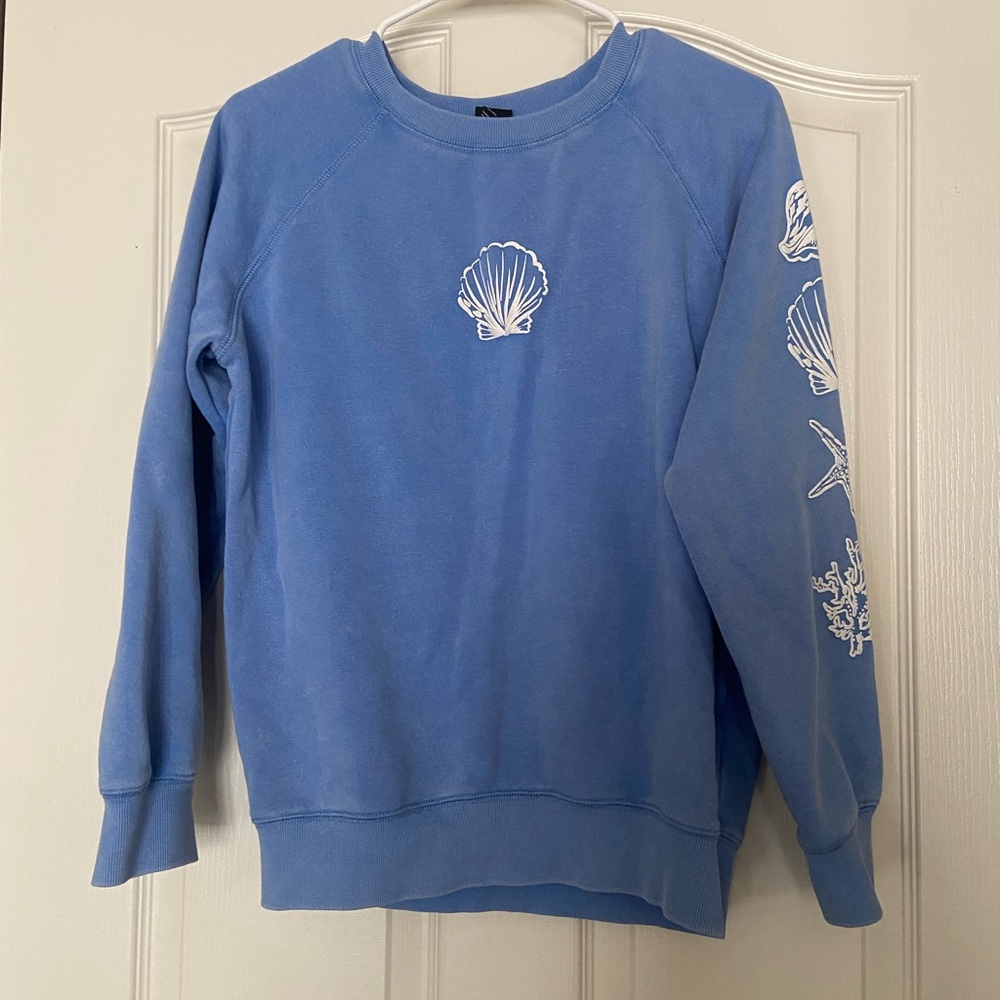 Brandy Melville Blue Sweater with Shell Design